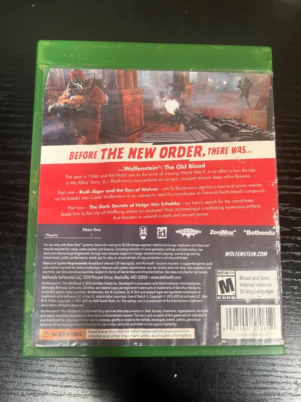 Wolfenstein: The Old Blood (Microsoft Xbox One, 2015)